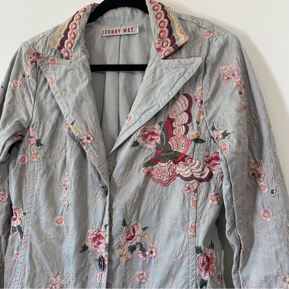 Johnny Was Cotton Embroidered Duster Long Jacket Floral Butterfly Medium - Picture 6 of 9